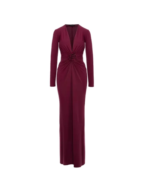 ROSERRY Mallorca flower-embellished twist-front maxi dress Red MALLORCA