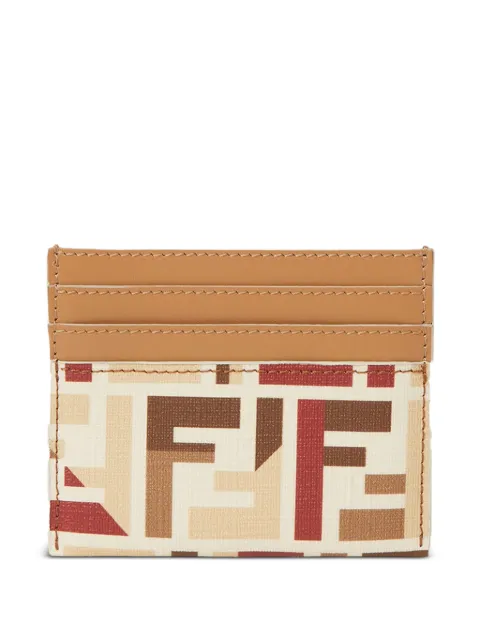 FENDI FF-pattern leather card holder Brown 8M0445AV1Y