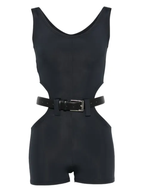 Vestiaire d'un Oiseau Libre cut-out belted playsuit Black LYCRACUTOUTJUMPSUIT