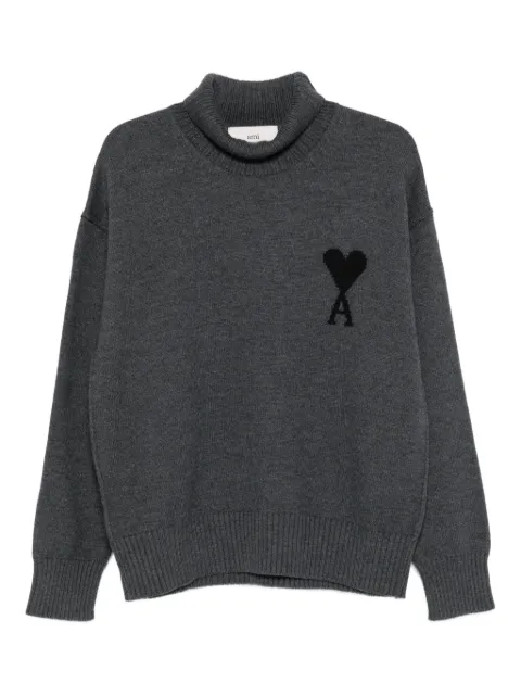 AMI Paris Ami De Coeur roll-neck sweater Grey UKS839018