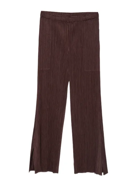 Pleats Please Issey Miyake plissé split-hem trousers Brown PP58JF11447