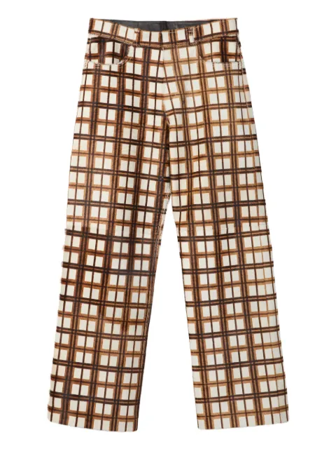 CamperLab checked leather straight-leg trousers Brown AU00041002
