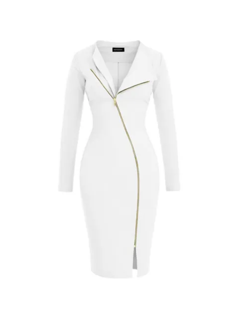 ROSERRY Chelsea zip-front midi dress White CHELSEA