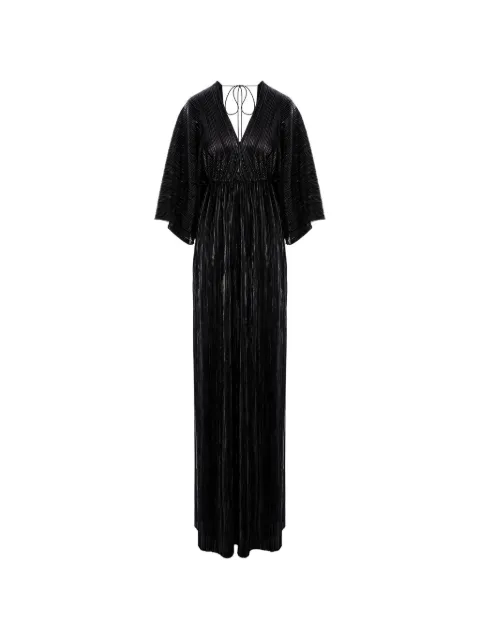 ROSERRY Athens pleated V-neck maxi dress Black ATHENS