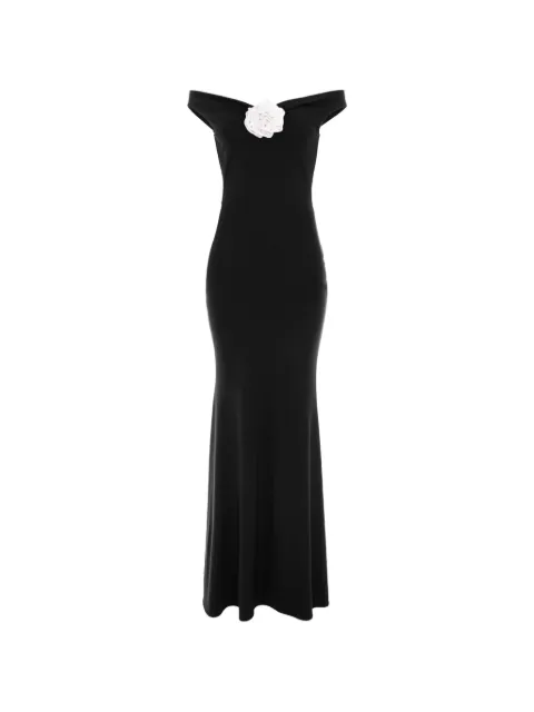 ROSERRY Venice flower-embellished maxi dress Black VENICE