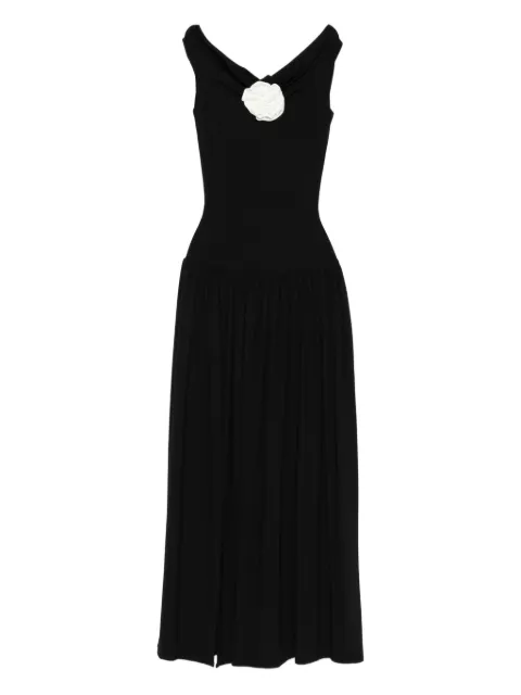 ROSERRY Venice rose-embellished maxi dress Black VENICEALINE