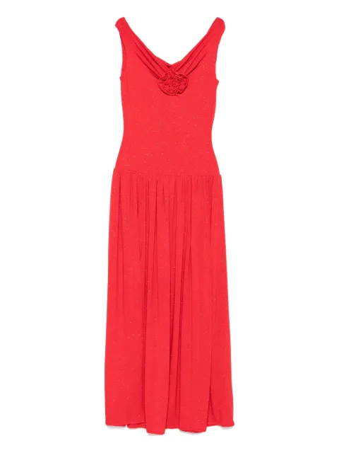 ROSERRY rose-embellished pleated maxi dress Red VENICEALINE