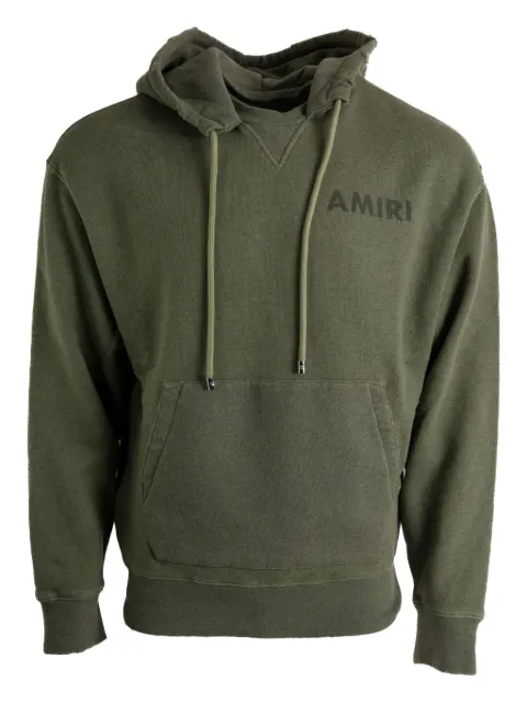 AMIRI logo-detail frayed-hem hoodie Green AMJYHD1121