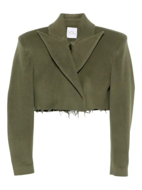 Vestiaire d'un Oiseau Libre frayed-hem wide-lapels jacket Green DISTRESSEDCASHMEREJACKET