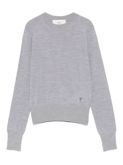 AMI Paris crew-neck wool-silk blend sweater Grey H25FKS835KN0066