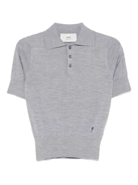 AMI Paris short-sleeve polo top Grey FPL412KN0066050