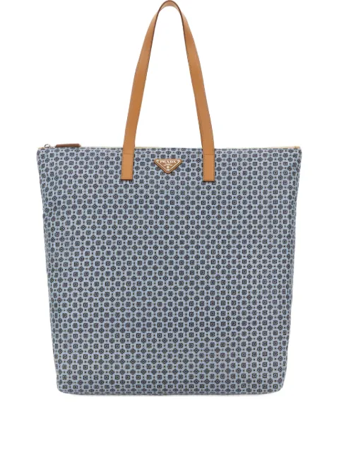 Prada large geometric-pattern tote bag Blue 2VG906VMOO2CXN