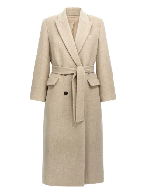 Brunello Cucinelli belted peak-lapel coat Neutrals MD5329893C001