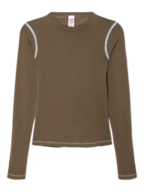 RE/DONE contrast-stitch long-sleeve tee Brown 38002WSHLSTE