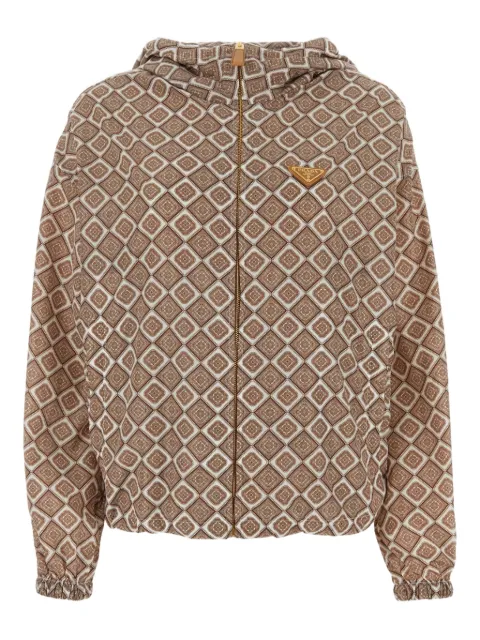 Prada geometric-print hooded jacket Neutrals 29F102S23214FL