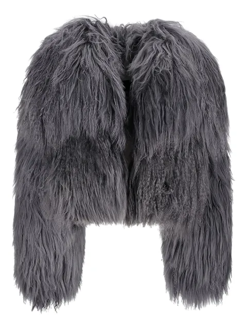The Attico shaggy-pile bomber jacket Grey 251WCB00081LBT044AA
