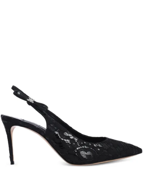 Casadei Chanel Liber Tiff lace slingback pumps Black 1G652A0801T0523
