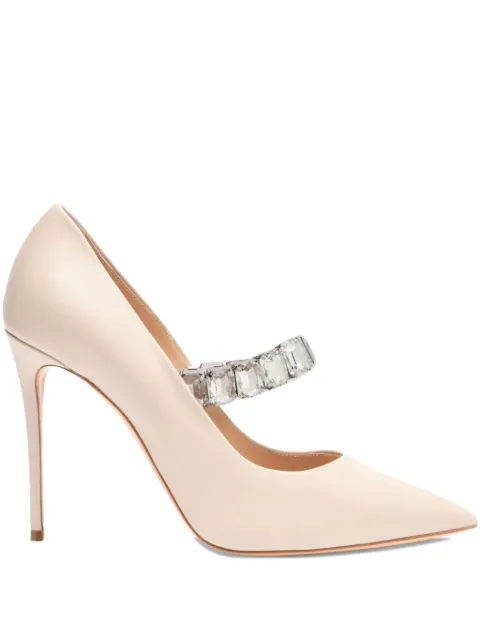 Casadei 100mm Julia Minorca crystal-embellished pointed-toe pumps White 1F009A0801C2832