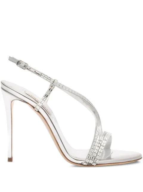 Casadei 100mm Julia crystal-embellished slingback sandals Grey 1L402A0801T0535
