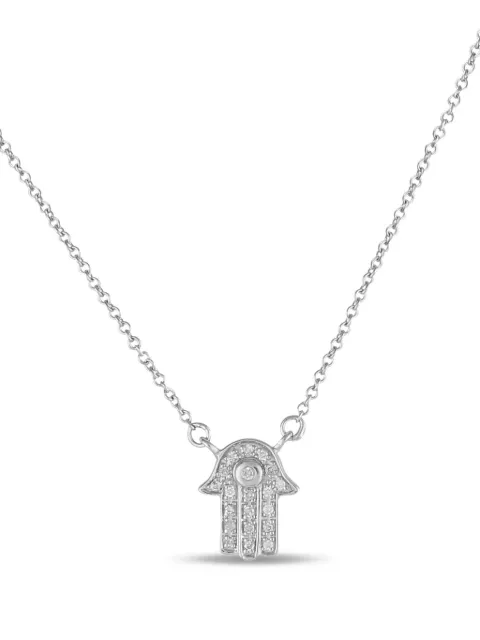 LB Exclusive 14K white gold Hamsa diamond necklace Silver PN15814W