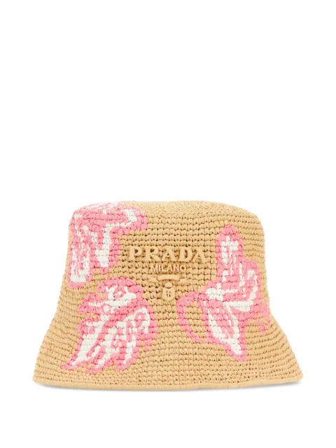 Prada crochet floral-embroidery bucket hat Neutrals 1HC1372CL1