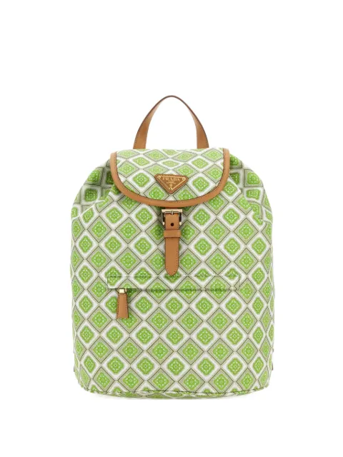 Prada geometric-print drawstring backpack Green 1BZ032VOOH2CXP