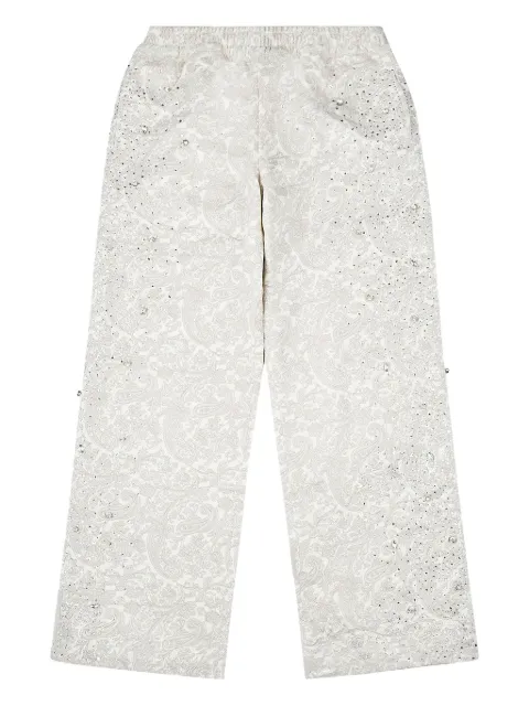 BIRTH OF ROYAL CHILD Cashew Blossom Pearl embellished brocade track pants Grey BC25FWPT07WHT