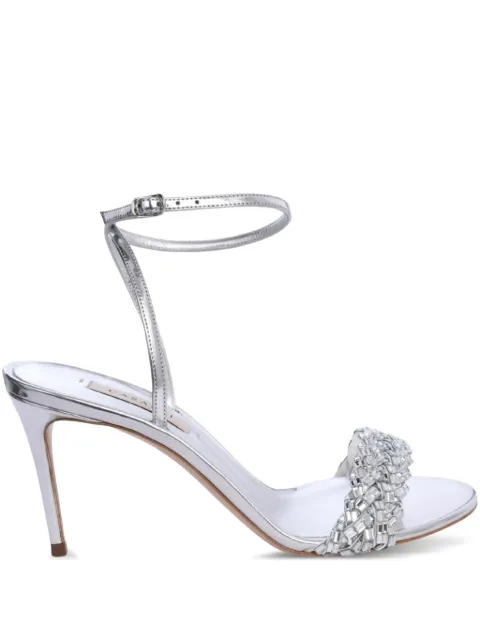 Casadei 80mm Julia embellished ankle-strap sandals Grey 1L401A0801T0530