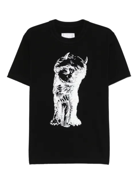 sacai graphic-print cotton T-shirt Black 2501008S
