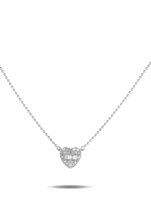 LB Exclusive 14K white gold Heart diamond necklace Silver NK02092