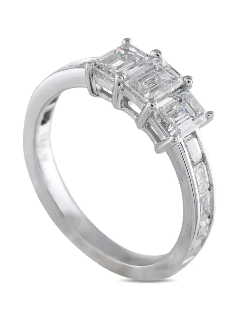 LB Exclusive 14K White Gold Emerald Cut Diamond Ring Silver MF08052925