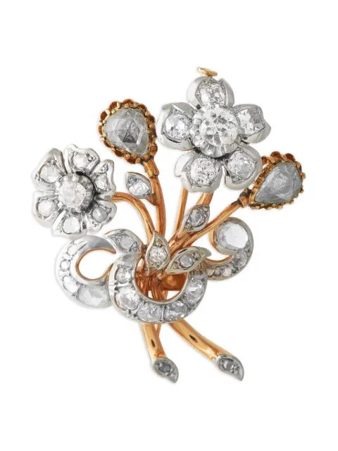 LB Exclusive 18K rose gold and platinum Edwardian Flower diamond brooch Gold MF02070725