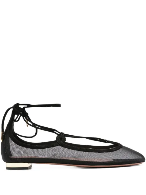 Aquazzura lace-up mesh flat pumps Black CBLFLAA0FMD