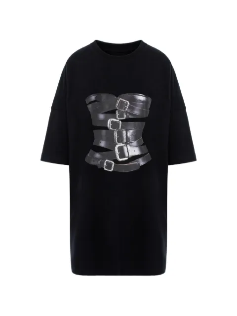 HAMZA Dolce buckled-corset print T-shirt mini day dress Black DOLCEDRESS