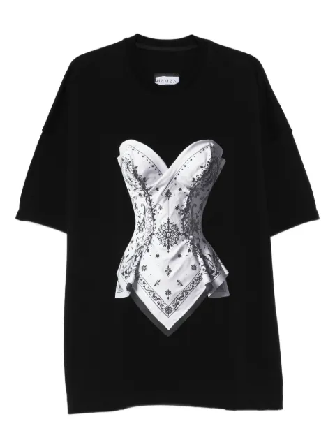 HAMZA corset-print T-shirt Black BANDANADRESS