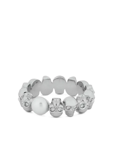 Alexander McQueen skull-pearl ring Silver 836794J16PB