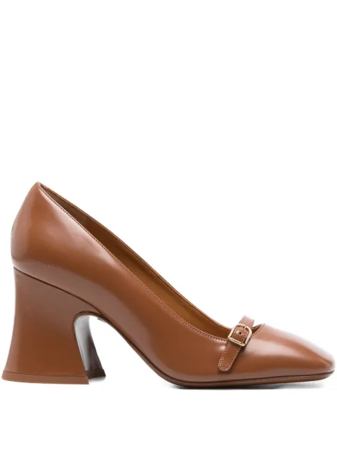 Chloé 75mm Janis buckle-detail flared pumps Brown CHC25A11DOL