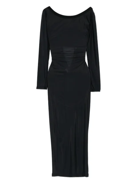 Vestiaire d'un Oiseau Libre lace-up sheer midi dress Black SHEERLACEUPDRESS