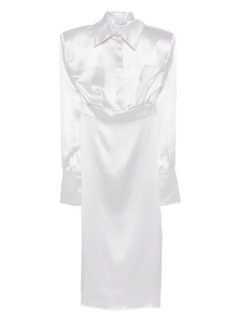 Vestiaire d'un Oiseau Libre padded-shoulder midi dress White SILKMIDIDRESS