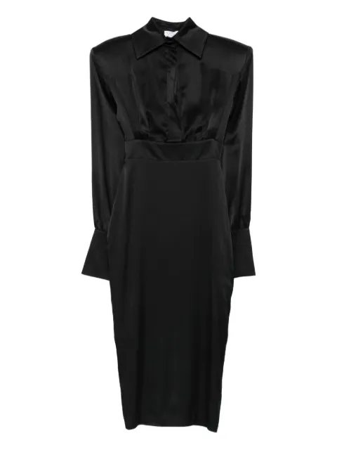 Vestiaire d'un Oiseau Libre padded-shoulder silk dress Black SILKMIDIDRESS