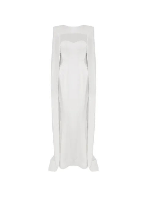 Vestiaire d'un Oiseau Libre cape-embellished asymmetrical maxi dress White CAPEGOWN