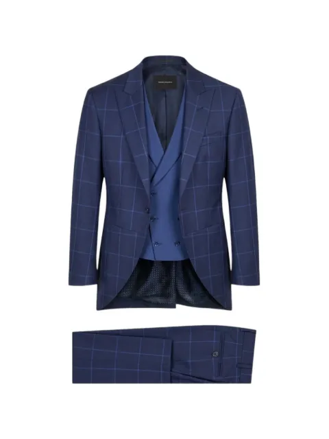 RAMON SANJURJO check-pattern three-piece suit Blue 81RH8062171181RH36BLUE