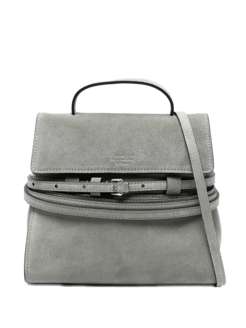Moschino belt-details suede tote bag Green MC4226PP1NOF0