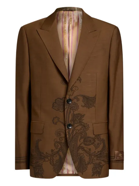 ETRO floral-motif single-breasted blazer Brown MRCA005999TP210