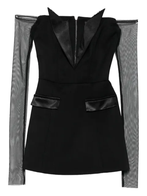 Vestiaire d'un Oiseau Libre satin-trimmed mesh-sleeve dress Black TUXEDODRESS