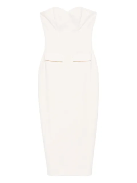 Vestiaire d'un Oiseau Libre flap-pocket strapless midi dress White WOOLMIDIDRESS