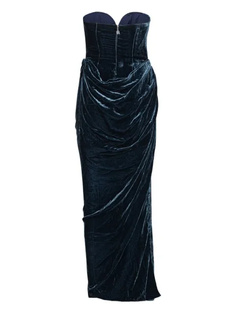 ROTATE BIRGER CHRISTENSEN velvet slit maxi dress Blue 1149211192
