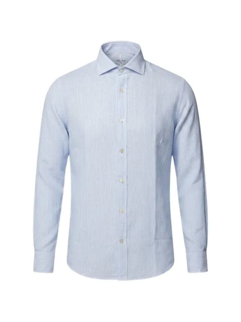 Alley Docks 963 vertical-stripe long-sleeve shirt Blue AU25S02CAC601402SEWHITEBLUE