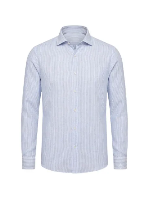 Alley Docks 963 striped long-sleeve shirt Blue AU25S02CALINCOT364LIGHTBLUE