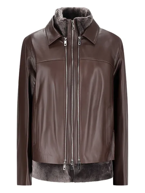 Desa 1972 detachable-gilet leather jacket Brown K14712S